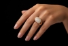 Ovaler Pavé Diamant Ring mit Rubinbesatz Gelbgold 750 Goldschmiedearbeit 