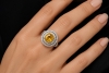 Cocktailring Gelber Saphir mit Diamanten Ring in Weißgold 750 Handarbeit 