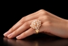 MIMÍ Milano Cocktail Ring Statement mit Rosa Perlen Massiv Gelbgold 750 