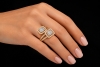 Double Baguette Ring eckig mit Diamanten und Brillanten in Roségold 750 