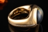 Vhernier Ring mit Falkenauge & Diamanten Massive Arbeit in Roségold 750 