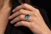 Hollfelder Exklusiver Blautopas Ring mit 104 Brillanten in Weißgold 750 