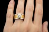 Massiver Bicolor Solitär Ring 2 Carat Diamant 750er Gold Hammerschlag 