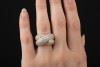 Verschlungener Doppelband Ring mit Diamanten Massiv in 750er Gelbgold 