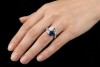 Beeindruckender Ring Blau Weiß mit Saphir und Diamanten in Weißgold 750 