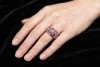 Mystischer Ring Rubin und Diamanten 750er Weißgold mit Roségold Akzenten 