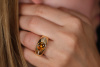 A. Odenwald Ring mit Palm Citrin Diamanten Brillanten in 750er Gelbgold 