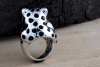 Panther Ring mit Onyx Perle und Brillanten in 750er Weißgold Tier Motiv 