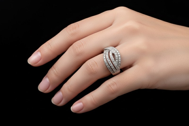 Ring Crossover Diamanten Brillanten Goldschmiedearbeit in Weißgold 750 