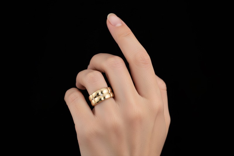 Al Coro Ring Breiter schwerer Ring mit Diamanten in 750er Roségold Gr 55 