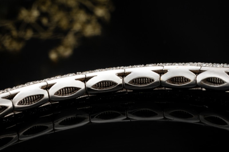 Flexibles Armband 10 Carat Diamanten Federnder Armreif in 750er Weißgold 