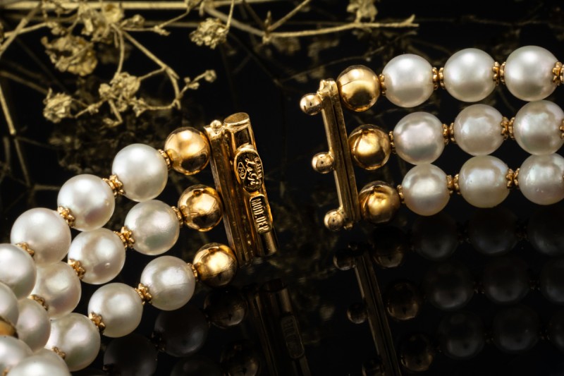 Vintage Perlenarmband Armreif Smaragd Rubin Saphir Cabochon Gelbgold 750 