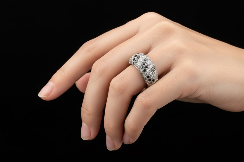 Cartier Ring Sauvage Métissage mit Diamanten Schwarz Weiß 750er Weißgold 