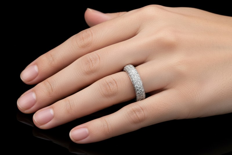 Al Coro Ring Bandring mit Diamanten 2/3 Memoire in 750er Weißgold Gr 56 