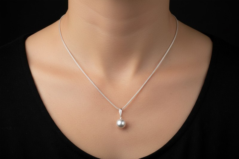 Südsee Perlencollier mit anschmiegsamer Seidenkordel in 750er Weißgold 