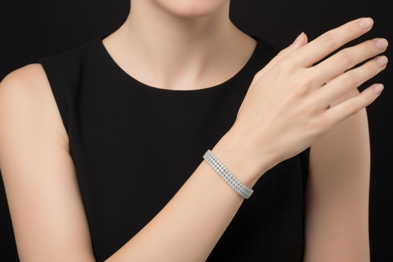 Crivelli Dreireihiges Tennisarmband mit 8,25 Ct Diamanten 750er Weißgold 