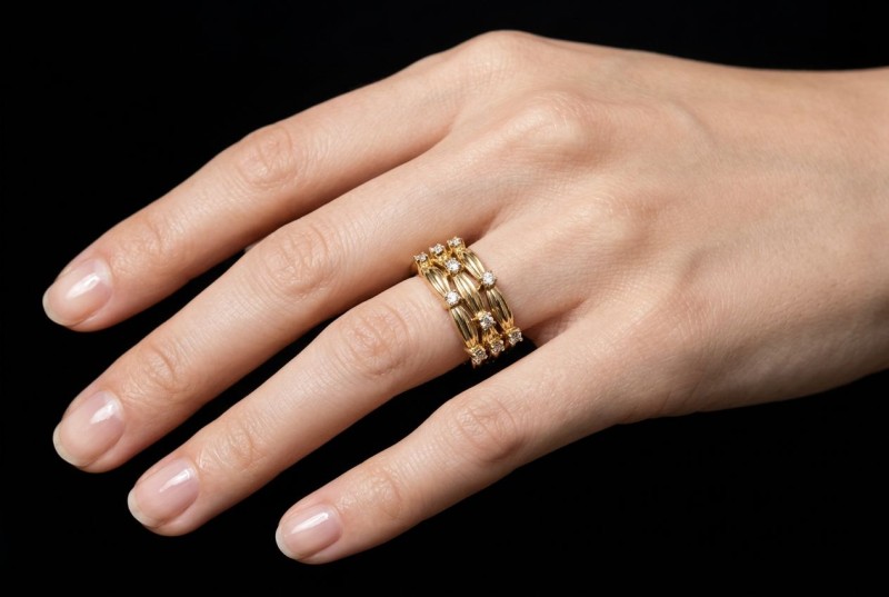 Tiffany & Co. Vintage Ring mit Diamanten Flechtmotiv in 750er Gelbgold 