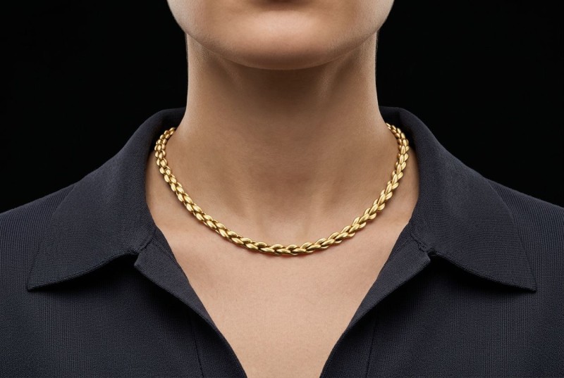 Cartier Collier Vintage Halskette Massiver Klassiker in 750er Gelbgold 