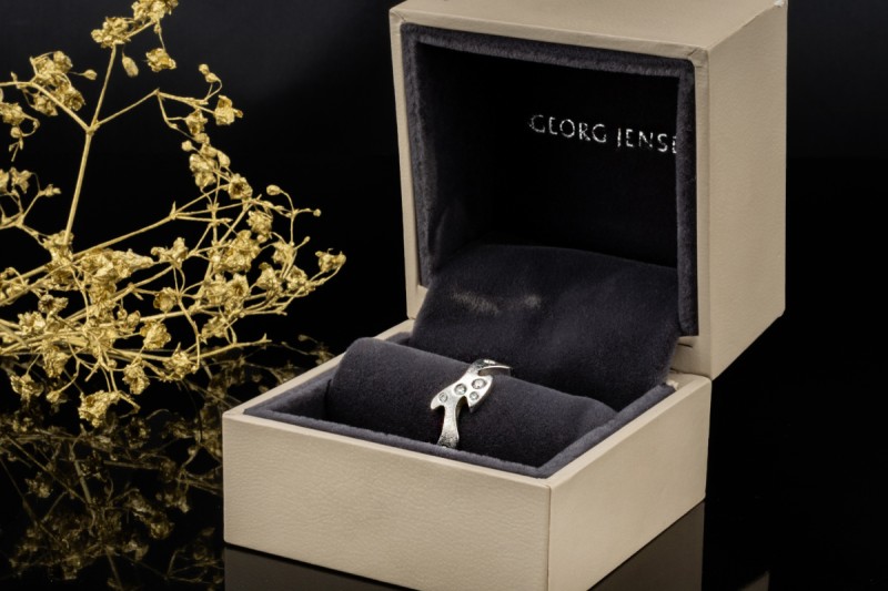 Georg Jensen Ring mit Diamanten Außergewöhnliche 750er Weißgold Arbeit 