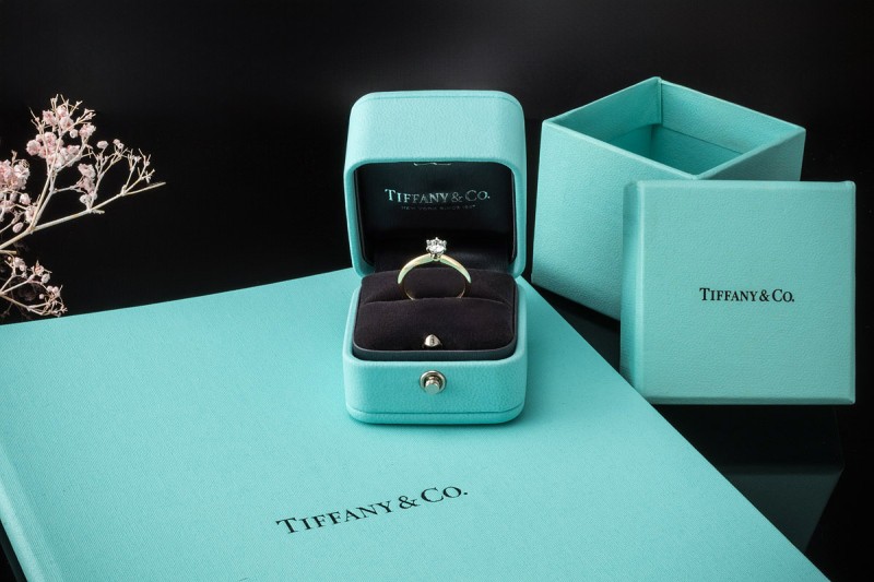 Tiffany & Co Solitär Ring Setting mit Diamant 0,39 Ct in Gelbgold Platin 