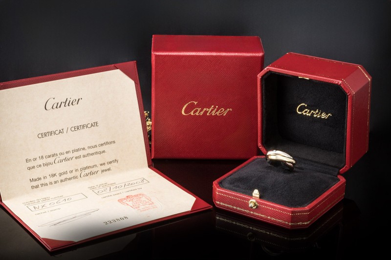 Cartier Trinity Ring Klassisch mit 15 Diamanten Gold 750 Gr. 53 Full Set 