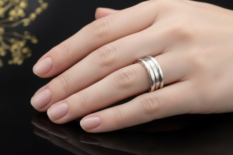 BVLGARI B.zero1 Ring 2-Band Modell beweglich in 750er Weißgold Größe 51 