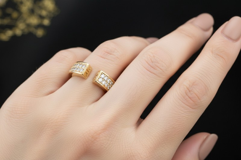 Jette Joop JJ offener Designer Spannring mit Diamanten in 750er Gelbgold 