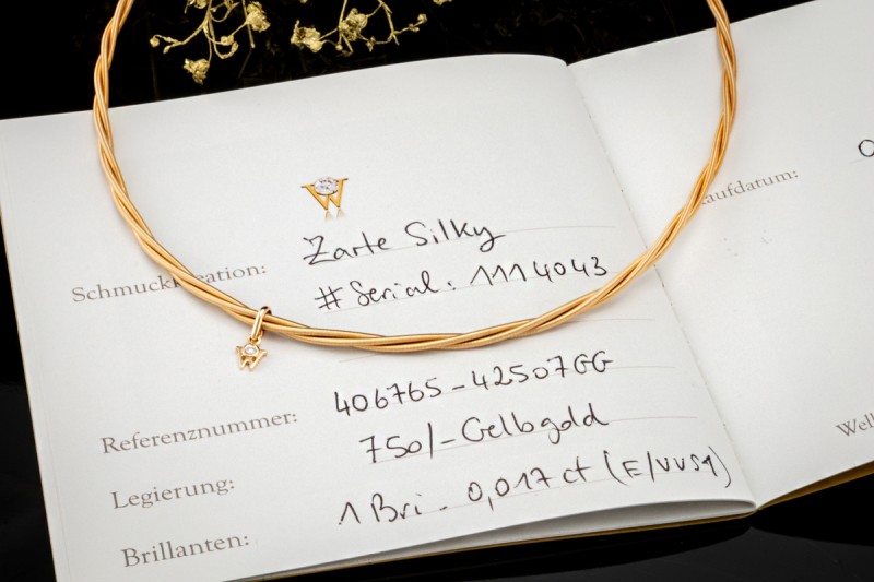 Wellendorff Collier Silky Seidenkordel Kette Gelbgold 750 Full Set 2025 