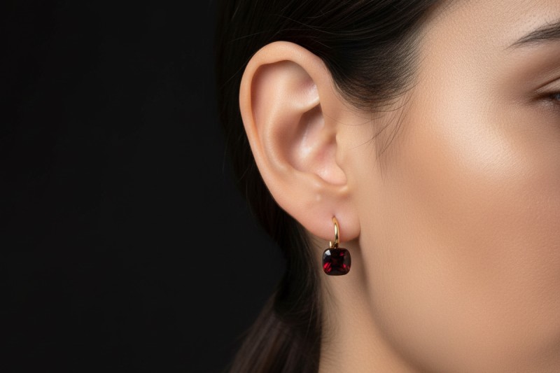 Pomellato Ohrringe Ohrstecker Nudo Classic mit Granat in 750er Gelbgold 