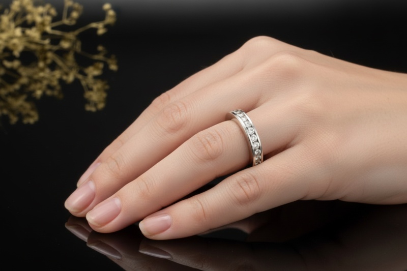 Memoire Ring mit Diamanten Massive Goldschmiedearbeit in Weißgold Gr. 53 