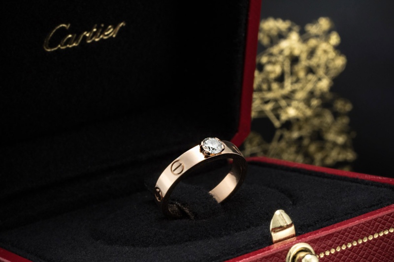 Cartier Love Solitär Ring mit 1 Diamant Brillant 750er Roségold Größe 51 