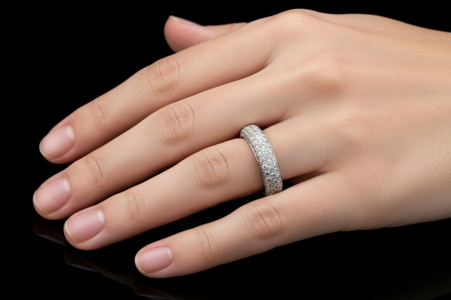 Al Coro Ring Bandring mit Diamanten 2/3 Memoire in 750er Weißgold Gr 56 
