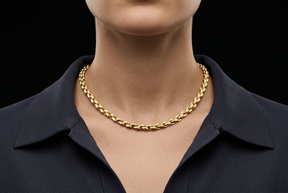 Cartier Collier Vintage Halskette Massiver Klassiker in 750er Gelbgold 