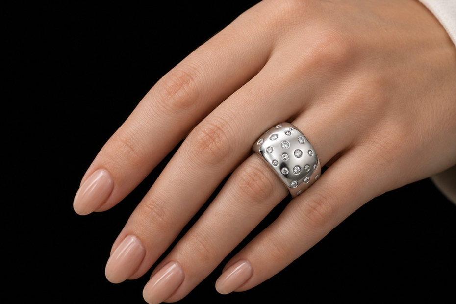 Massiver Ring Sternenhimmel Design aus Diamanten in Weißgold 750 Massiv 