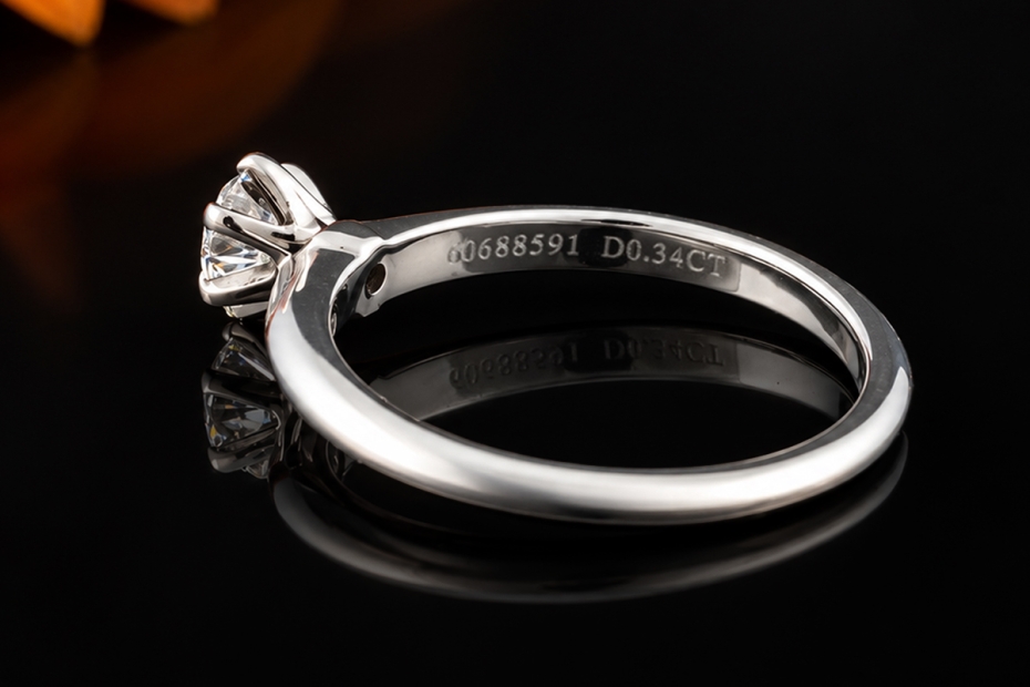 Tiffany & Co Solitär Ring Setting mit Diamant Brillant 0,34 Ct in Platin 