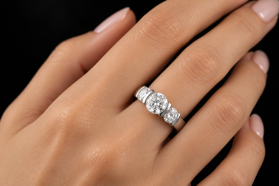 Trilogie Brillantring 1,78 Carat natürliche Diamanten in 750er Weißgold 