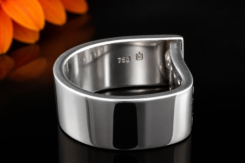 Außergewöhnlicher Designer-Ring Spannring mit Diamanten in Weißgold 750 