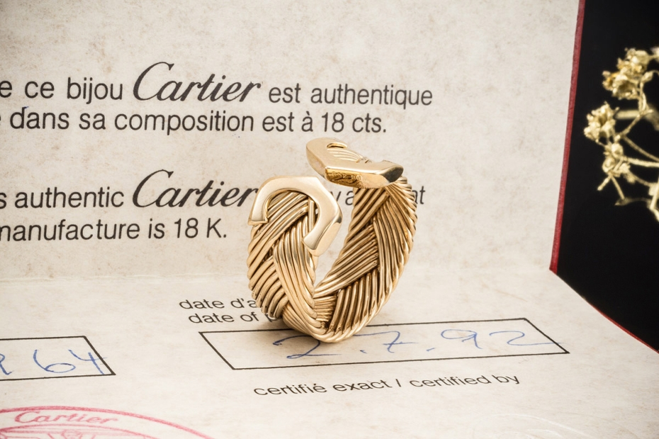 Cartier Ring C de Cartier Rar Offene Schiene geflochten in Gelbgold 750 