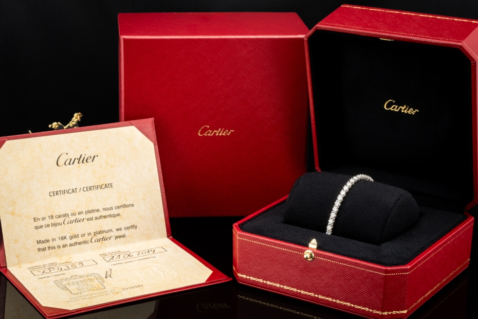 Cartier Tennisarmband mit 48 Diamanten 18 cm in 950er Platin Full Set 