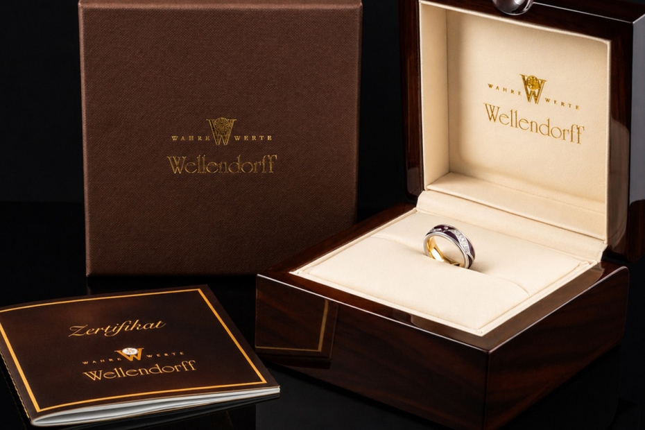 Wellendorff Ring Purpurkuss Lila Drehring Diamanten in Weißgold Full Set 