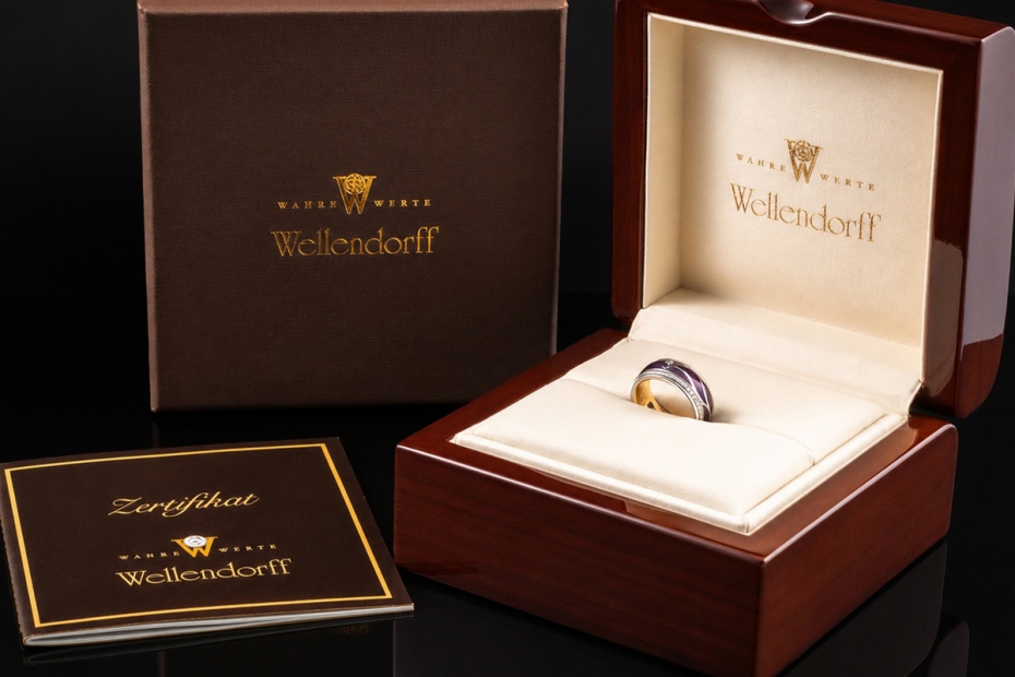 Wellendorff Ring Purpurflügel Lila Drehring Diamanten Weißgold Full Set 