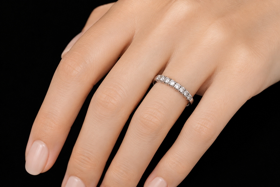 Tiffany & Co Forever Halbmemoire Ring mit 9 Diamanten in 950er Platin 51 