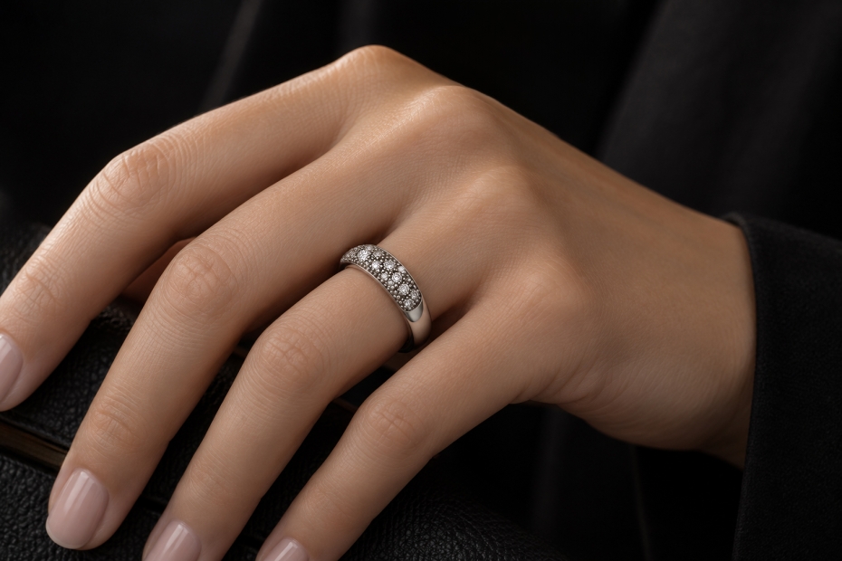 Gellner Ring mit Diamanten und geschwärzter Struktur in 750er Weißgold 