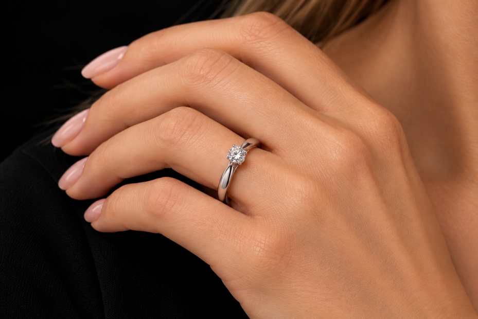 Tiffany & Co. Harmony Solitär Ring Diamant 0,34 Ct 950er Platin Full Set 