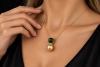 Collier mit Fidschi Perle Grüner Turmalin und Diamanten in Gelbgold 750 