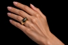 Vhernier Ring mit Falkenauge & Diamanten Massive Arbeit in Roségold 750 