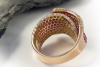 Verspielter Designer Ring mit pinken SAPHIREN & Brillanten 750 Rotgold 