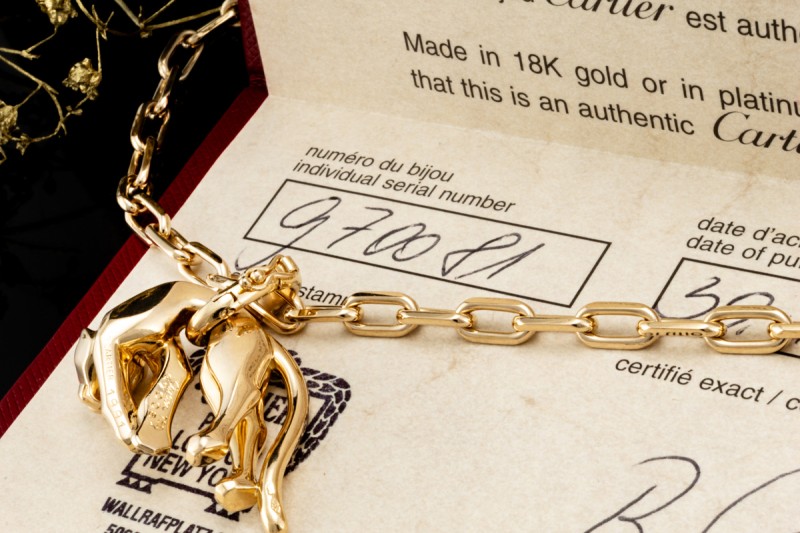 Panthère de Cartier Collier Spartacus Kette Anhänger 750er Gold Full Set 