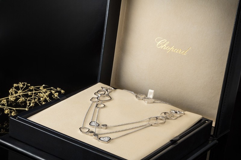 Chopard Collier Happy Diamonds Hearts 122 cm Loop Kette in Weißgold 750 
