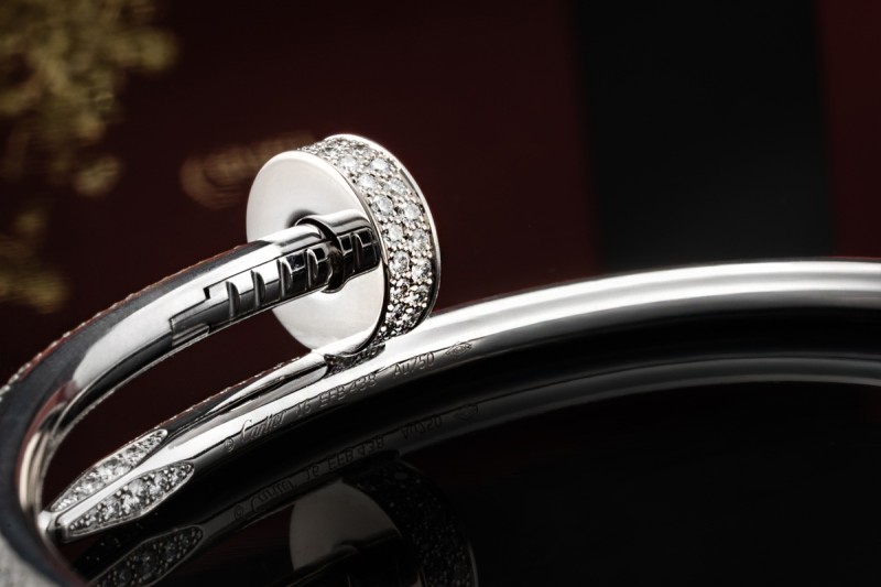 Cartier Juste un Clou Armreif mit 374 Diamanten in 750er Weißgold Gr. 16 